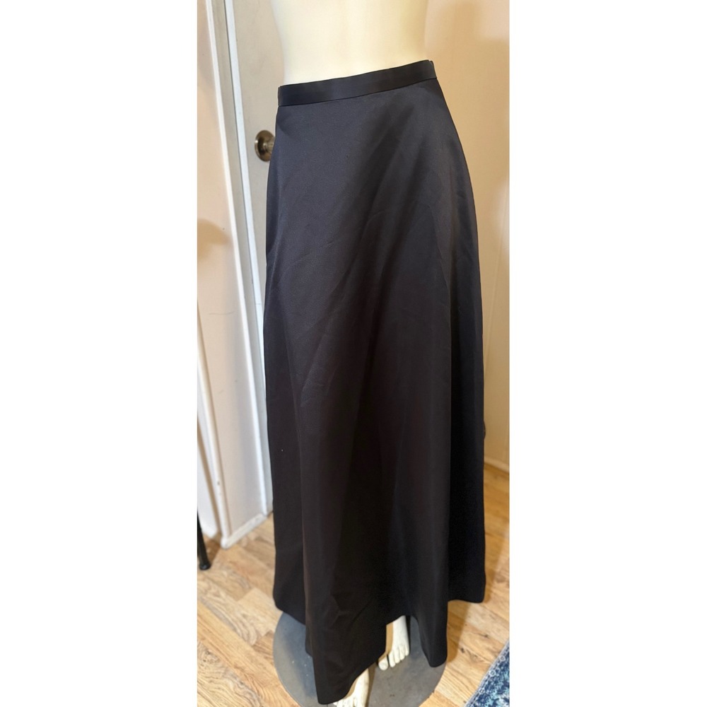 Unbranded Vintage Bow Back Bustle Waterfall Black Satin Formal Skirt 8
